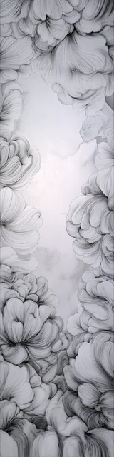 Free printable abstract cloud art bookmark featuring gray and white abstract cloud art